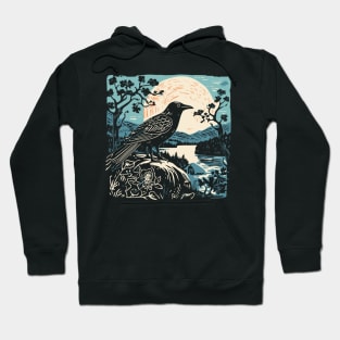 Lino Cut Bird Hoodie